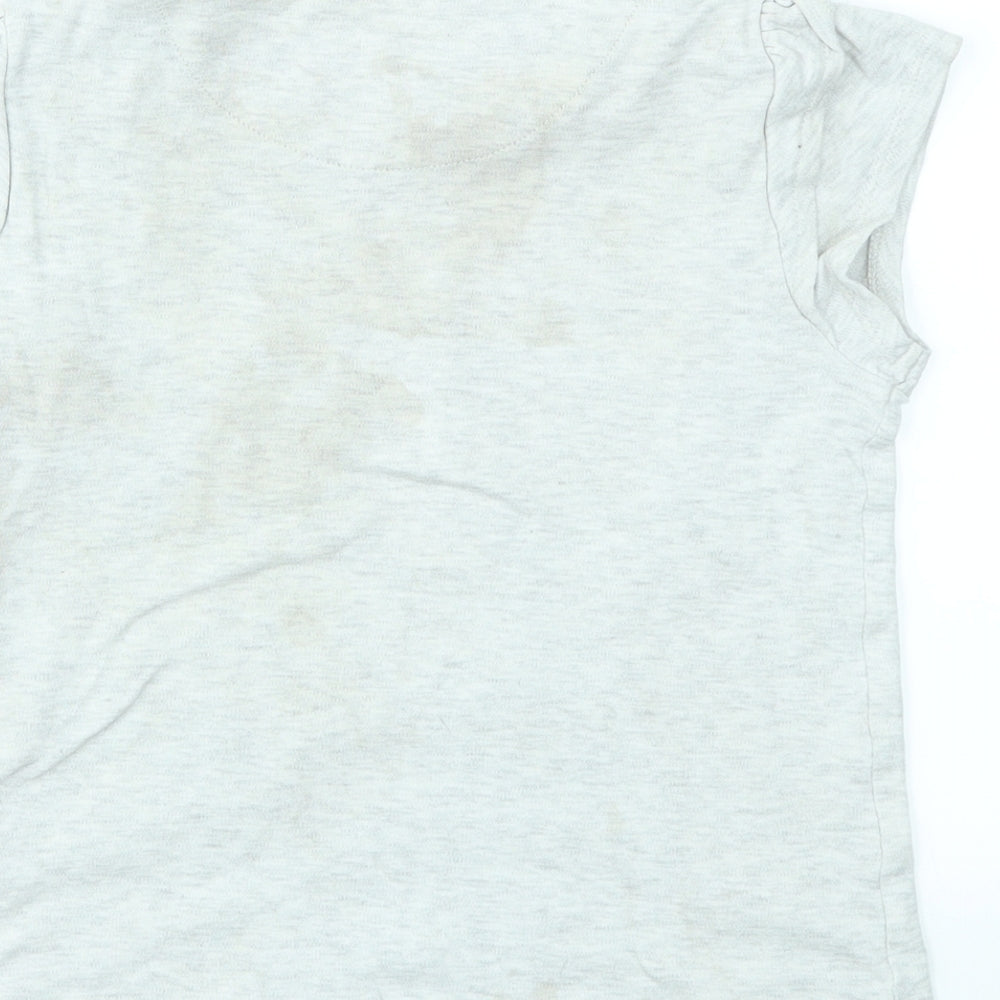 George Girls Grey Floral  Basic T-Shirt Size 8-9 Years