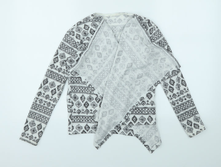 H&M Girls Grey Geometric  Cardigan Jumper Size 9-10 Years
