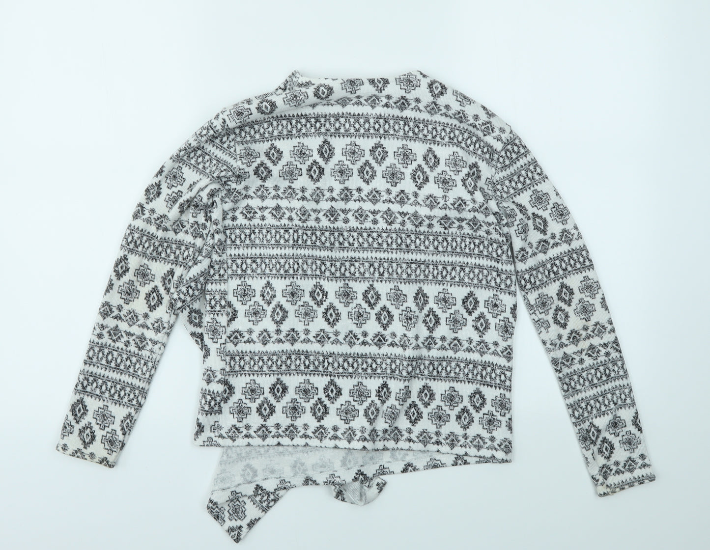 H&M Girls Grey Geometric  Cardigan Jumper Size 9-10 Years