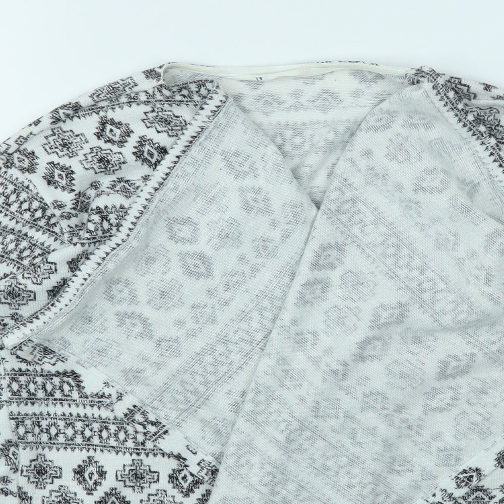 H&M Girls Grey Geometric  Cardigan Jumper Size 9-10 Years