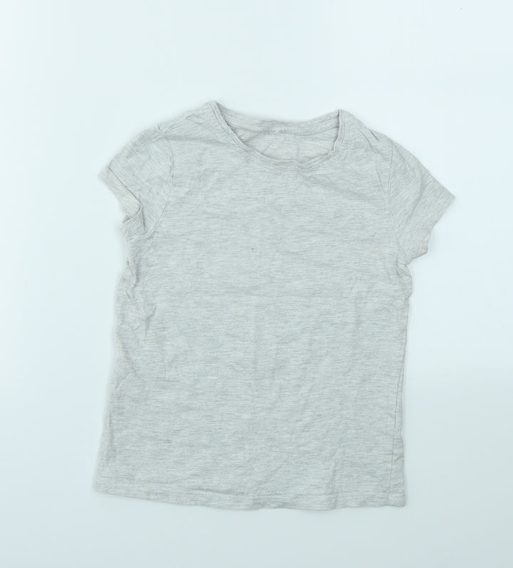 George Girls Grey   Basic T-Shirt Size 6-7 Years