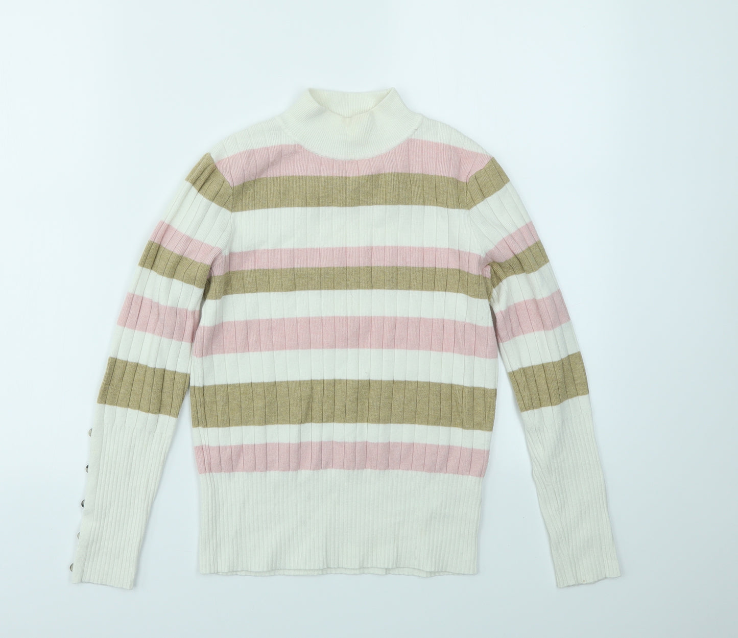 M&S Womens Multicoloured Striped  Pullover Jumper Size 8