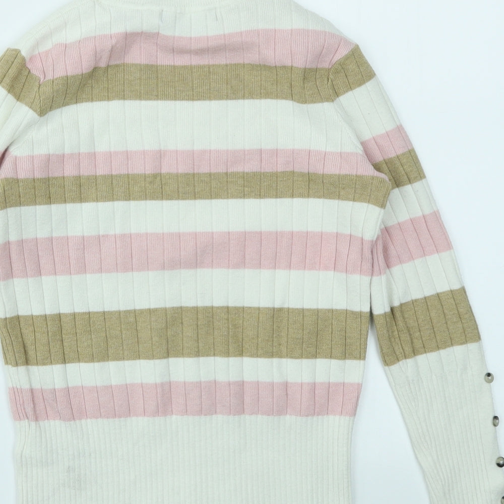 M&S Womens Multicoloured Striped  Pullover Jumper Size 8