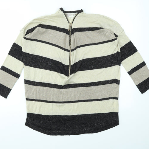 Vouley Vous Womens Multicoloured Striped  Full Zip Jumper Size S