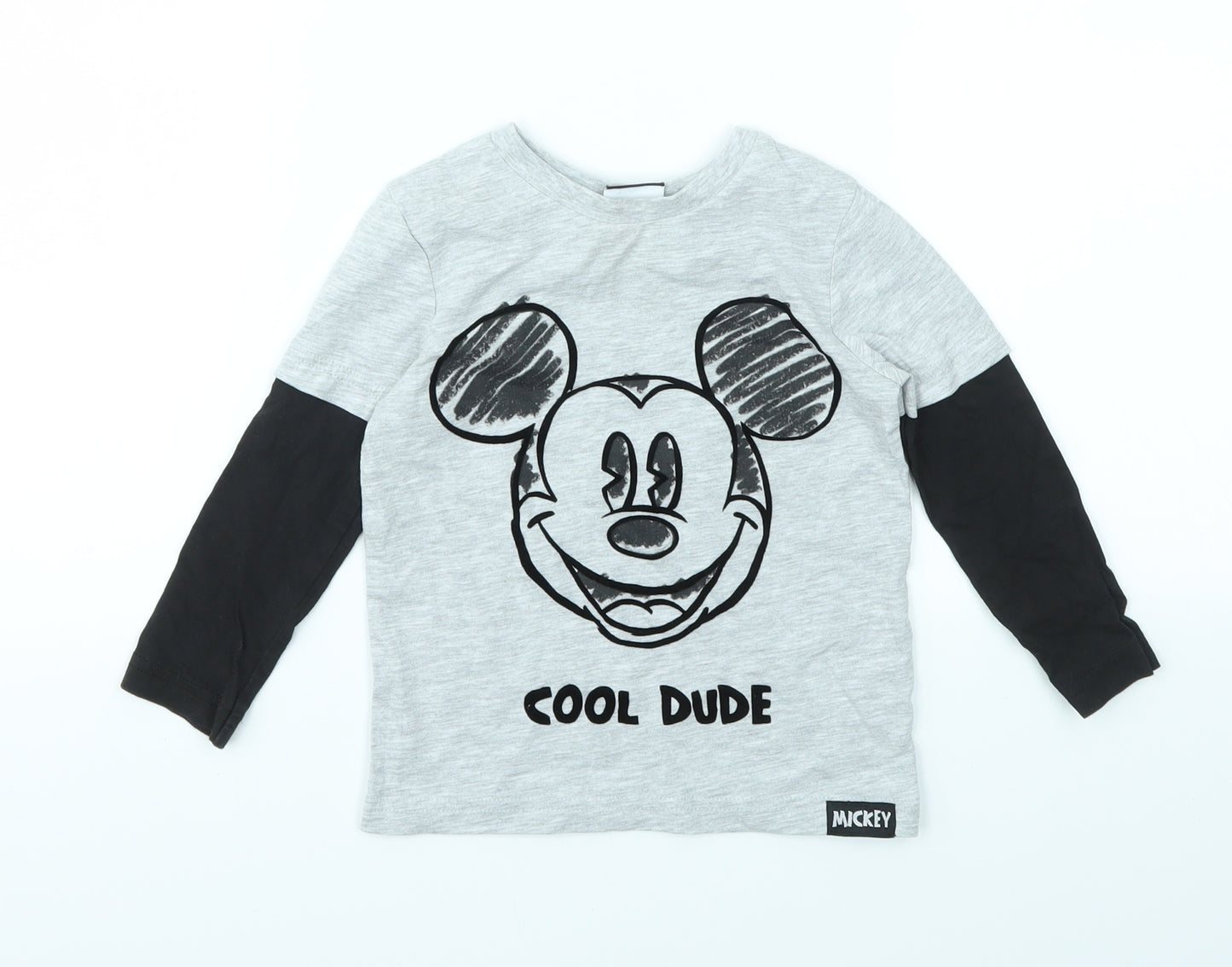 George Boys Grey Animal Print  Basic T-Shirt Size 2 Years