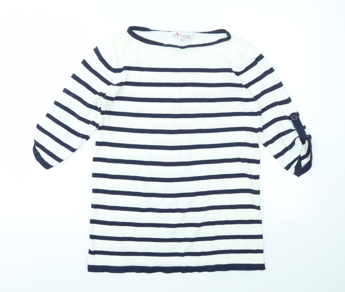 mimosa Womens Multicoloured Striped  Basic T-Shirt Size 10