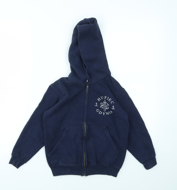FRUIT THE LOOOM Boys Blue Full Zip Jumper Size 5-6 Years