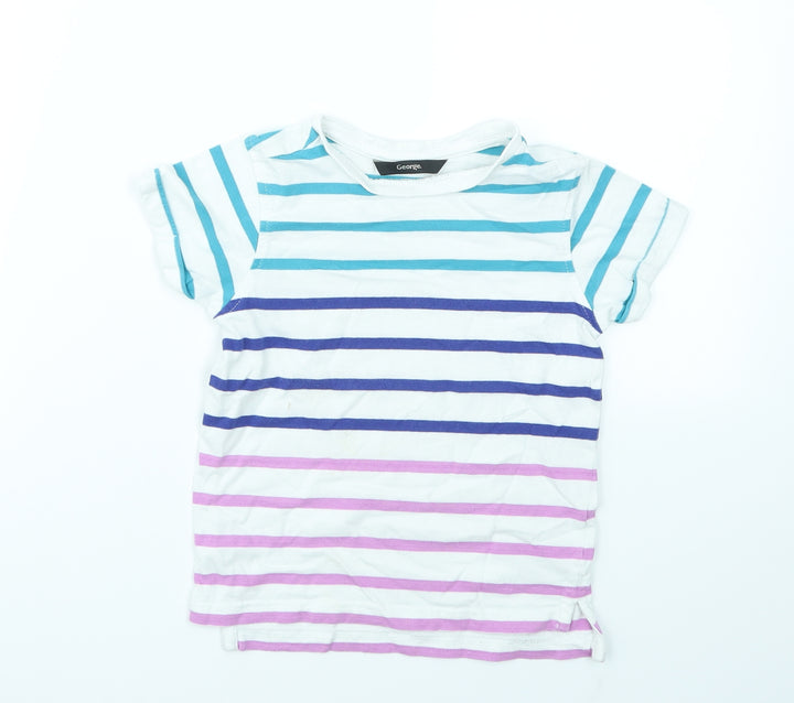 George Boys Multicoloured Striped Basic T-Shirt Size 5-6 Years