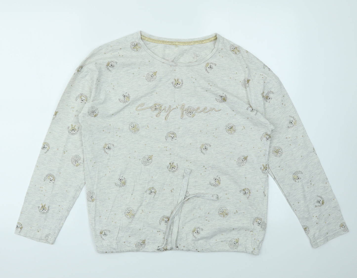 George Womens Ivory Animal Print  Top Pyjama Top Size 8