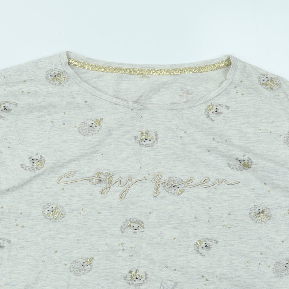 George Womens Ivory Animal Print  Top Pyjama Top Size 8