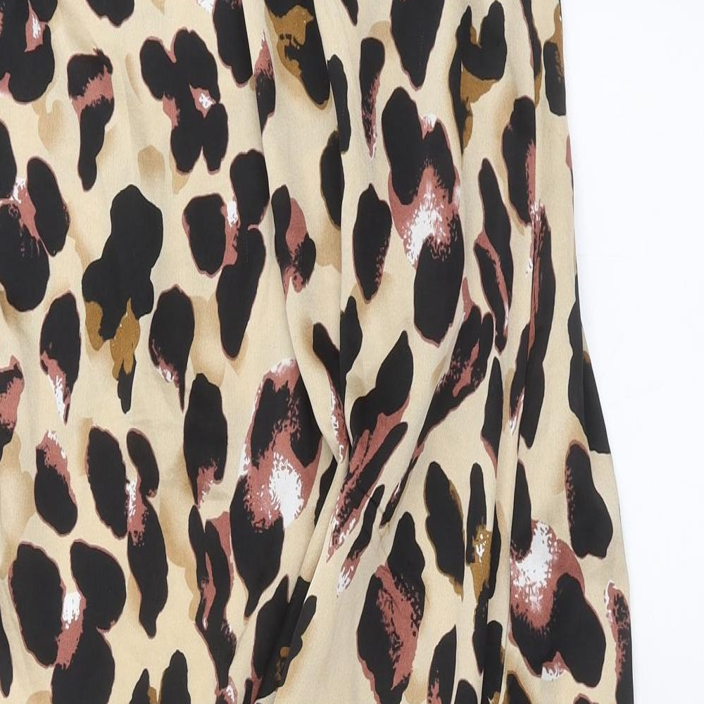 PRETTYLITTLETHING Womens Brown Animal Print  Maxi Skirt Size 8  - Asymmetric