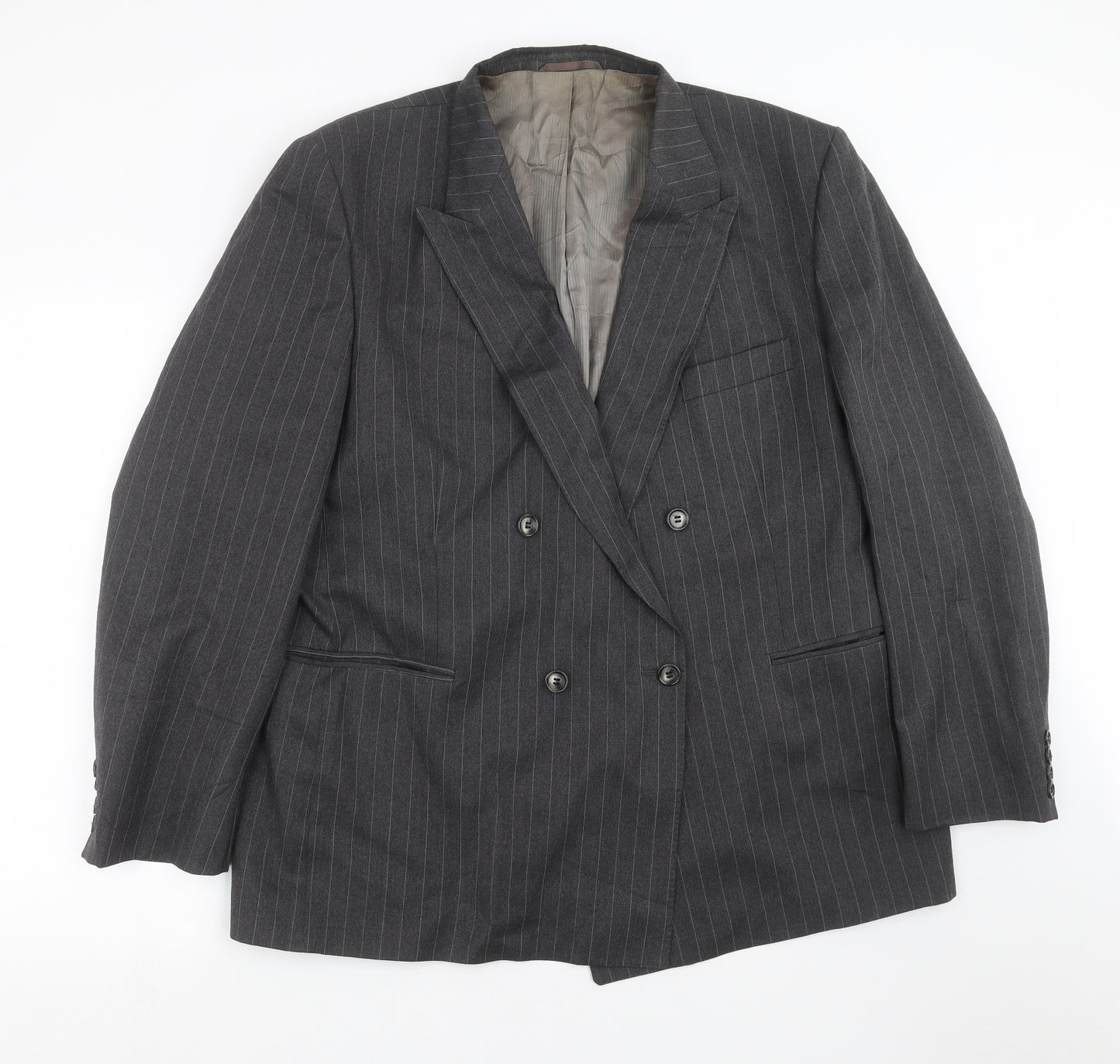 Mr Harry Mens Grey Striped  Jacket Suit Jacket Size 46