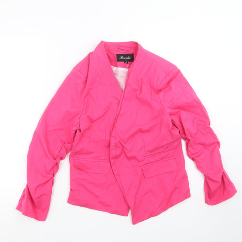 Bonidie Womens Pink   Jacket Blazer Size XL  - Ruched Sleeve