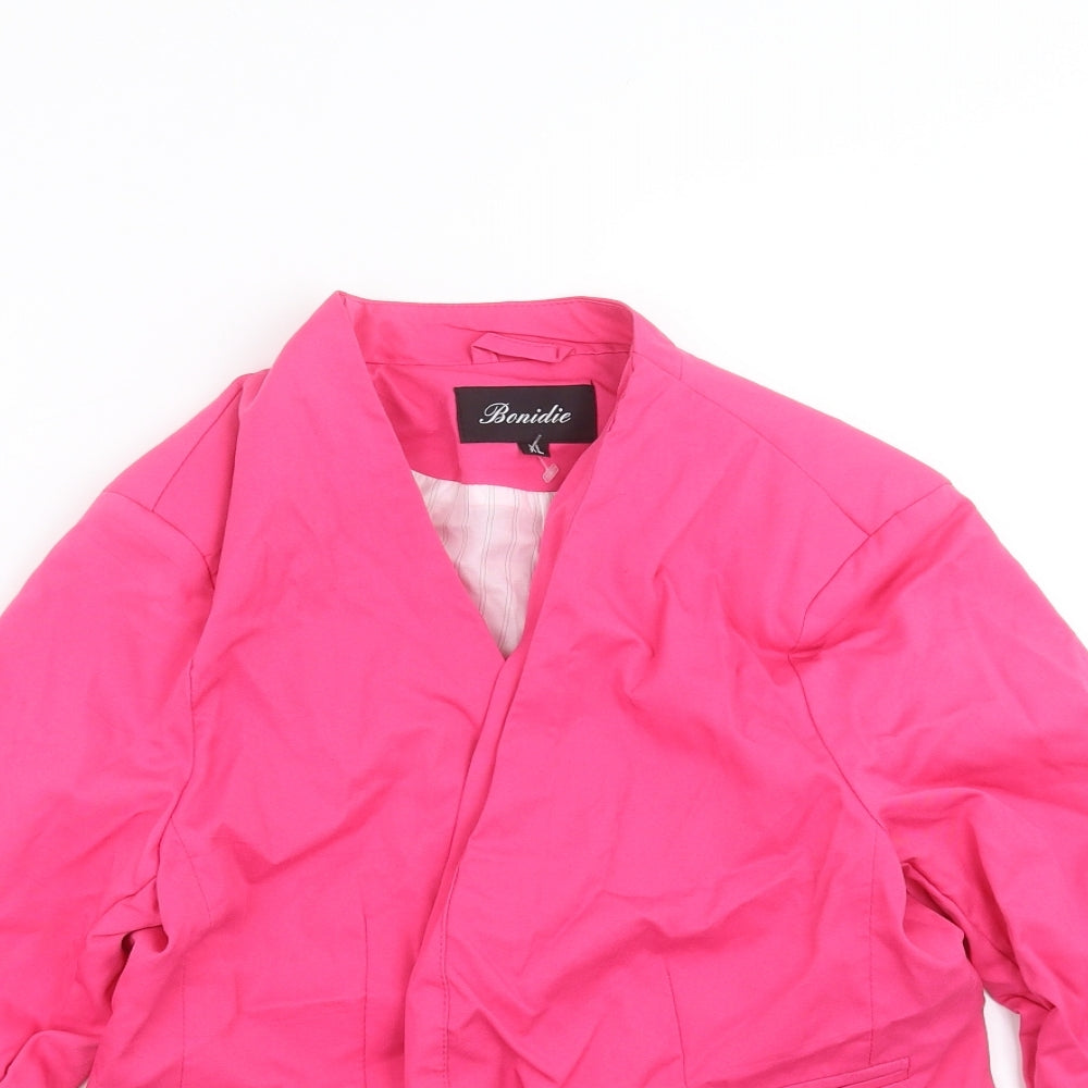 Bonidie Womens Pink   Jacket Blazer Size XL  - Ruched Sleeve
