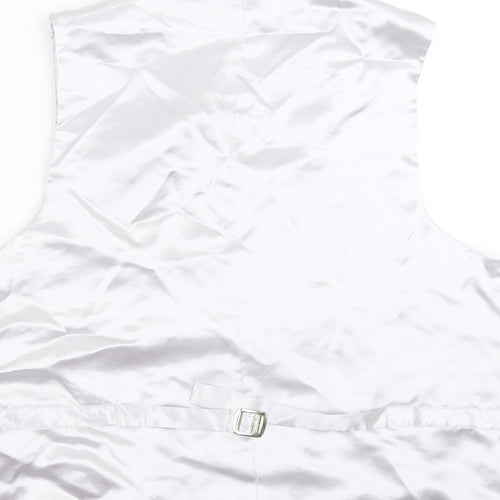 1860 Menswear Mens Silver Geometric  Jacket Suit Waistcoat Size L