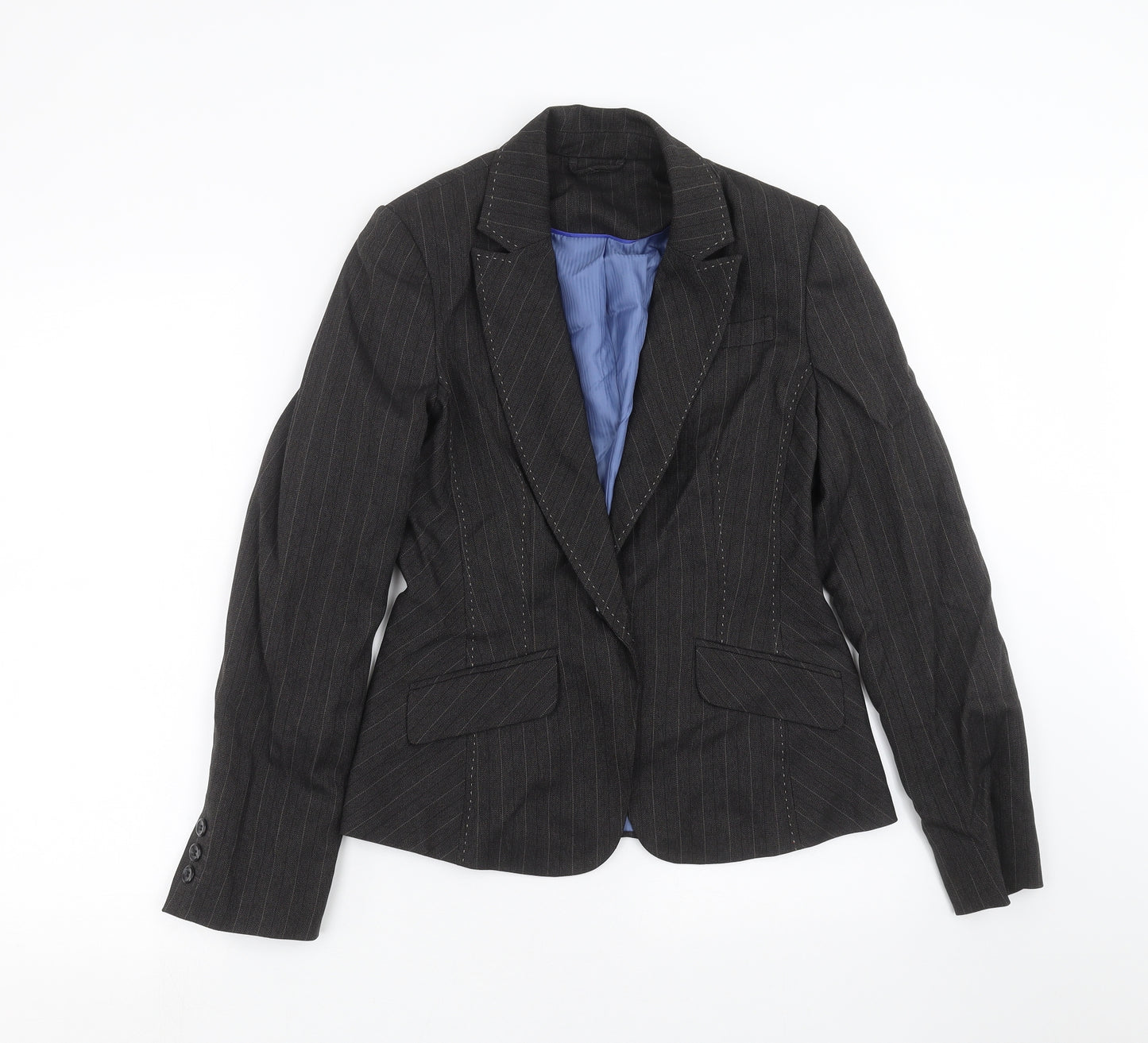 F&F Womens Grey Striped  Jacket Suit Jacket Size 10