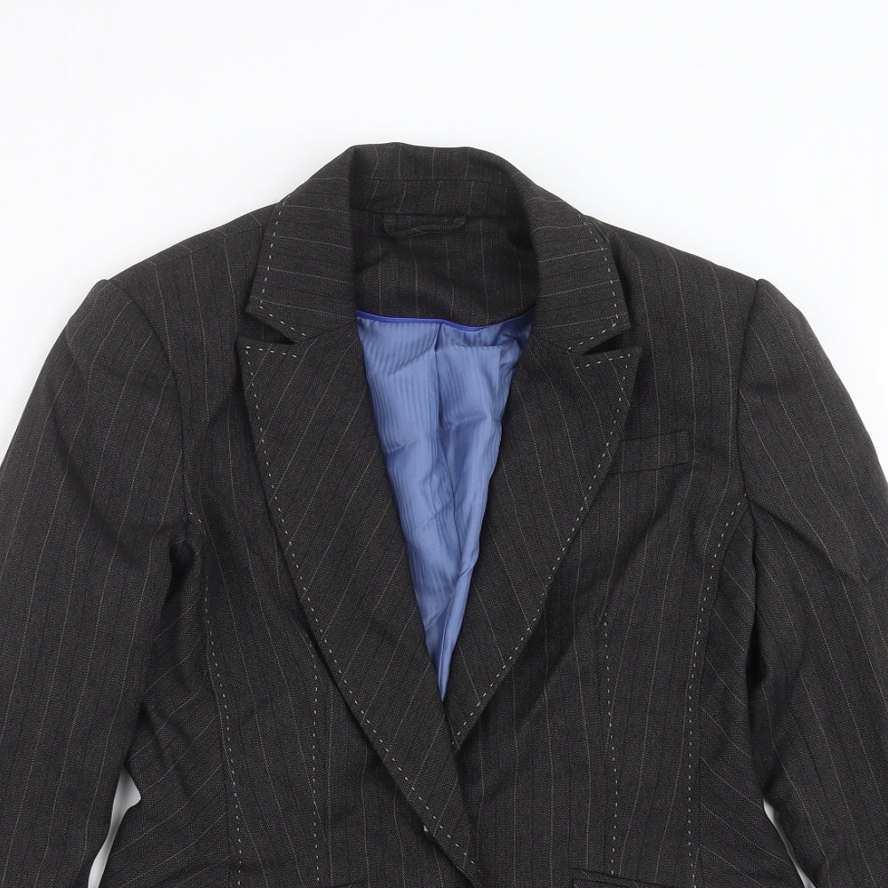 F&F Womens Grey Striped  Jacket Suit Jacket Size 10