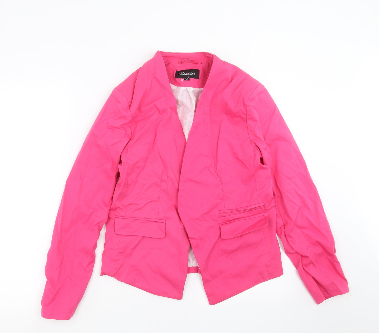 Bonidie Womens Pink   Jacket Blazer Size 2XL  - Ruched Sleeve