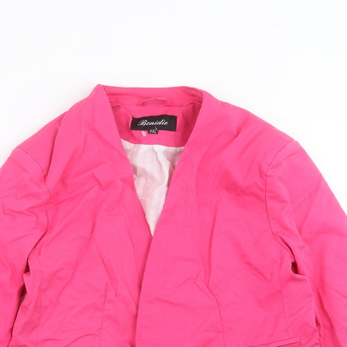 Bonidie Womens Pink   Jacket Blazer Size 2XL  - Ruched Sleeve