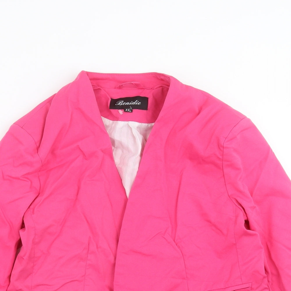 Bonidie Womens Pink   Jacket Blazer Size 2XL  - Ruched Sleeve