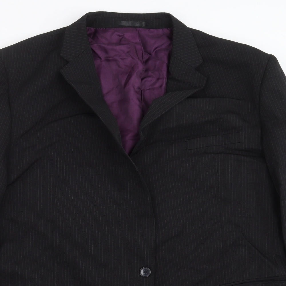 Taylor & Wright Mens Black Striped  Jacket Suit Jacket Size 50