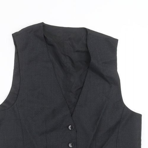 Preworn Mens Black Check  Jacket Suit Waistcoat Size 48