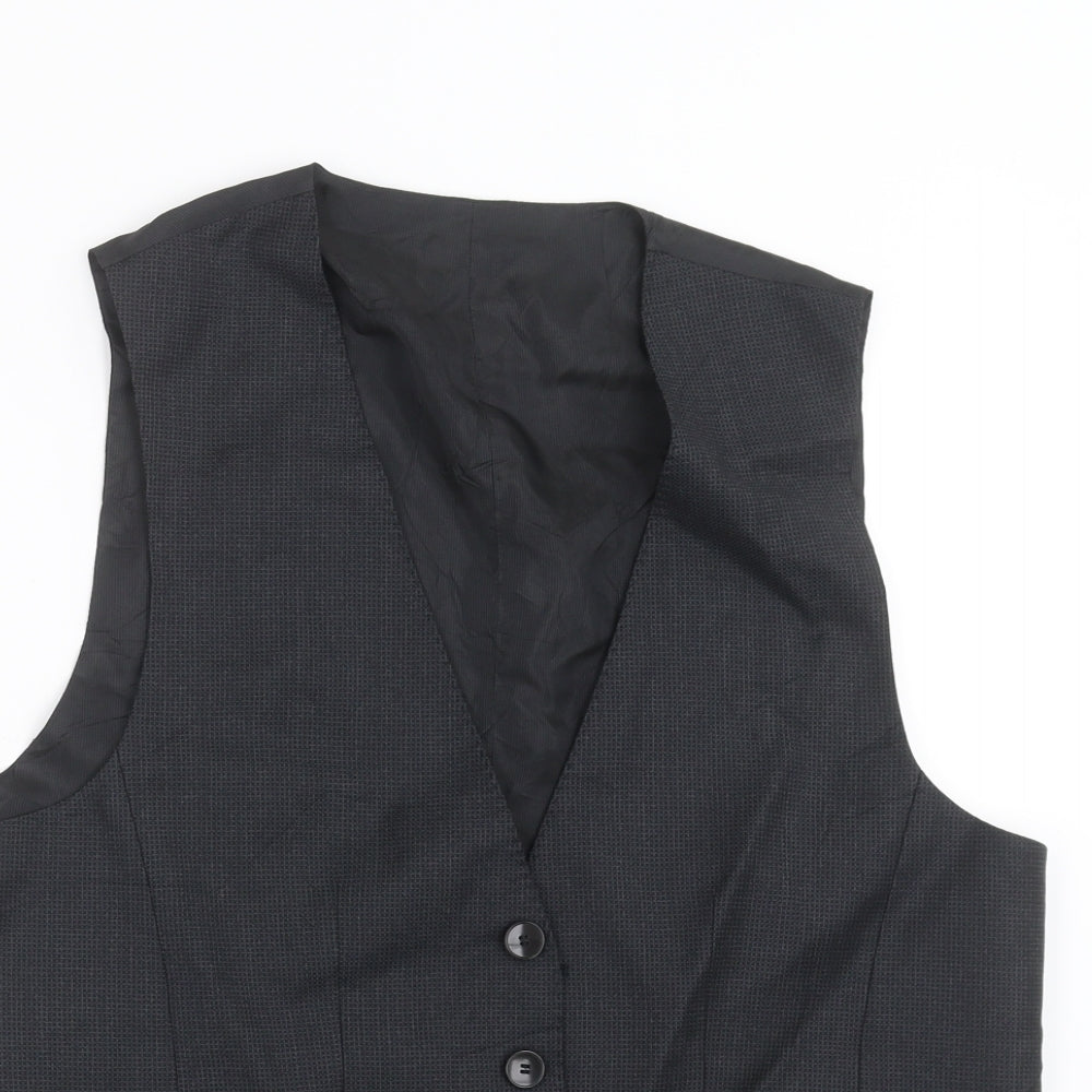 Preworn Mens Black Check  Jacket Suit Waistcoat Size 48