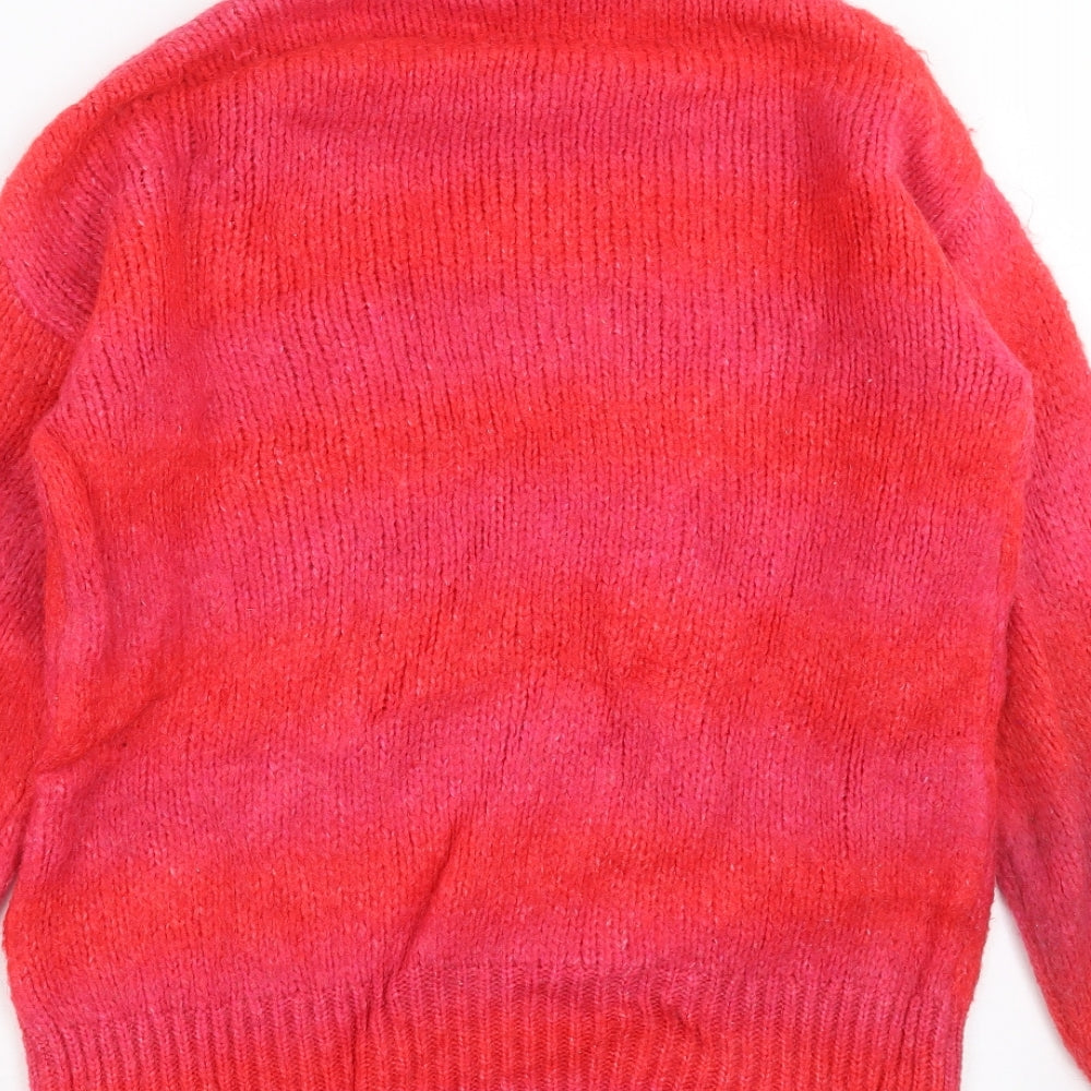 F&F Womens Pink Striped Knit Pullover Jumper Size 6
