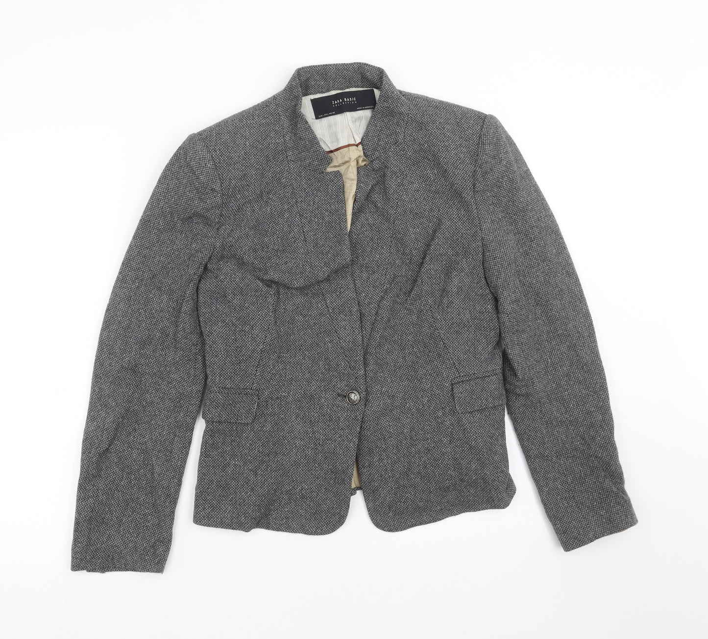 Zara Womens Grey Herringbone  Jacket  Size L