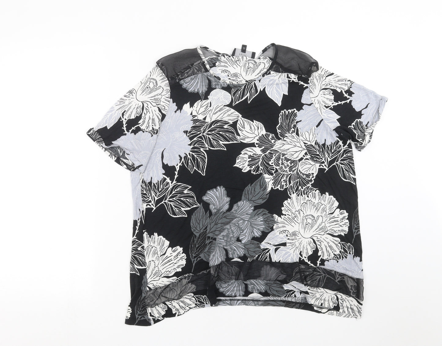 NEXT Womens Black Floral  Basic T-Shirt Size 18