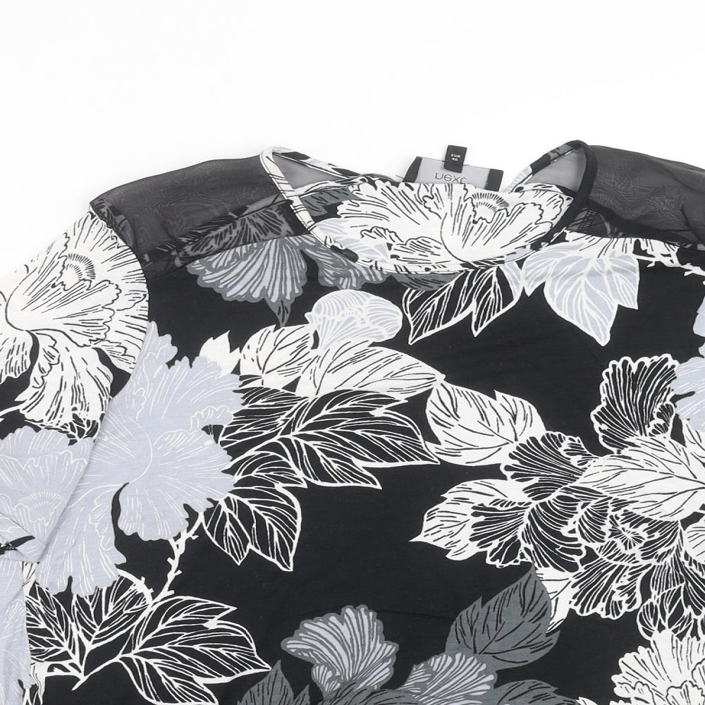 NEXT Womens Black Floral  Basic T-Shirt Size 18