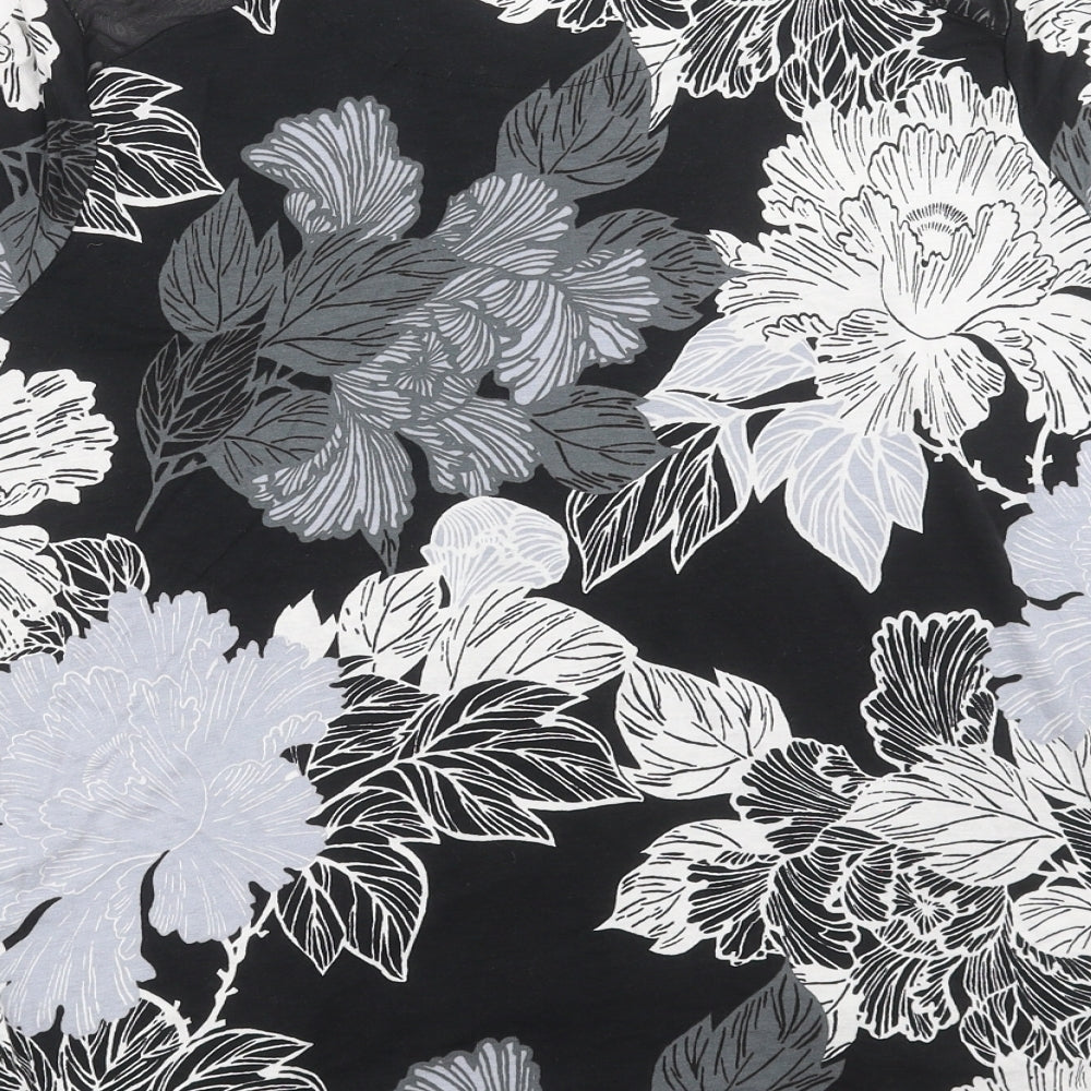 NEXT Womens Black Floral  Basic T-Shirt Size 18