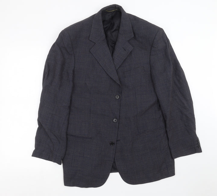 Marks and Spencer Mens Blue Check Jacket Suit Jacket Size 40