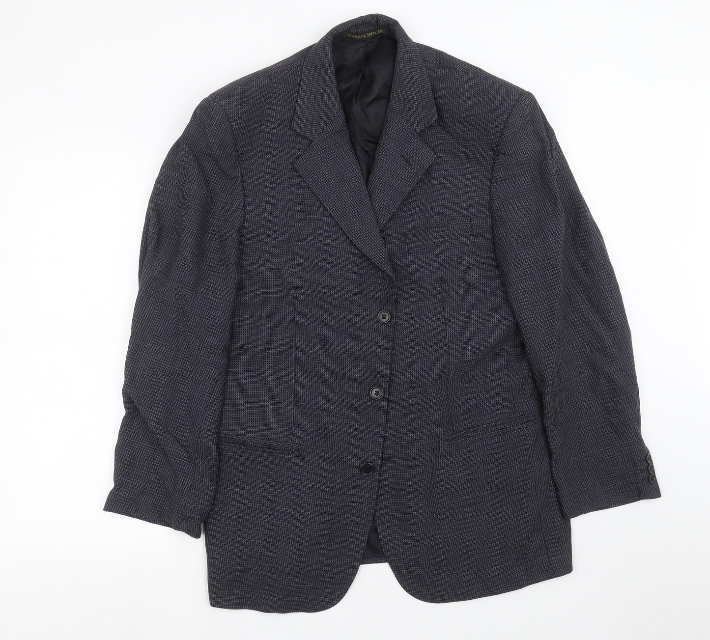 Marks and Spencer Mens Blue Check  Jacket Suit Jacket Size 40
