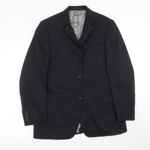 REMUS Mens Black Striped  Jacket Suit Jacket Size 40
