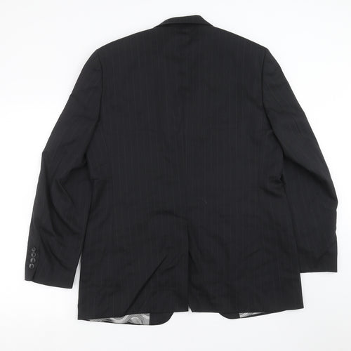 REMUS Mens Black Striped  Jacket Suit Jacket Size 40