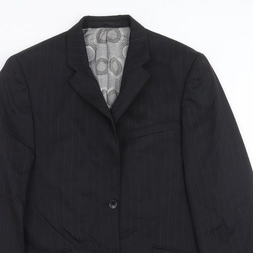 REMUS Mens Black Striped  Jacket Suit Jacket Size 40