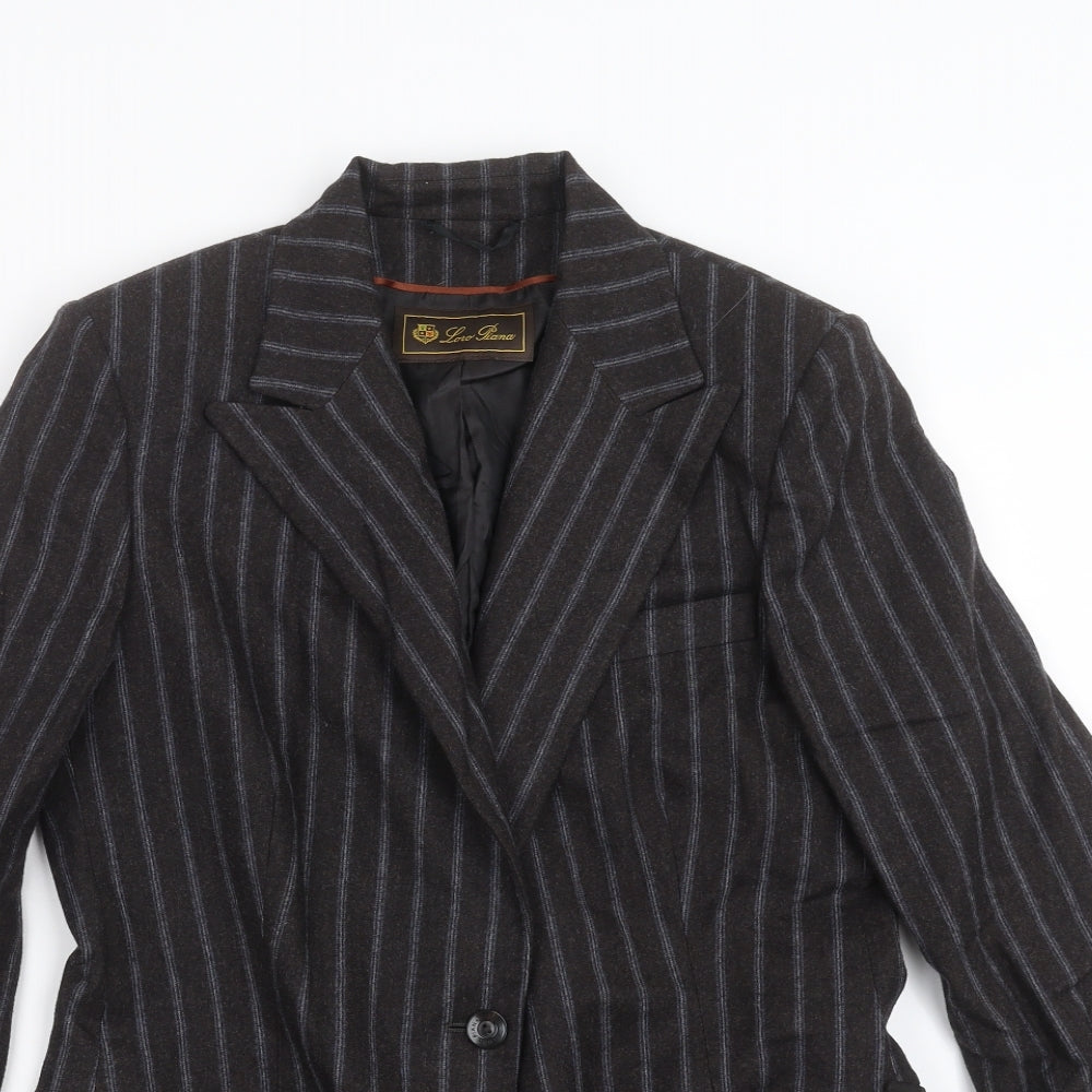 Loro Piana Womens Grey Striped  Jacket Suit Jacket Size 18