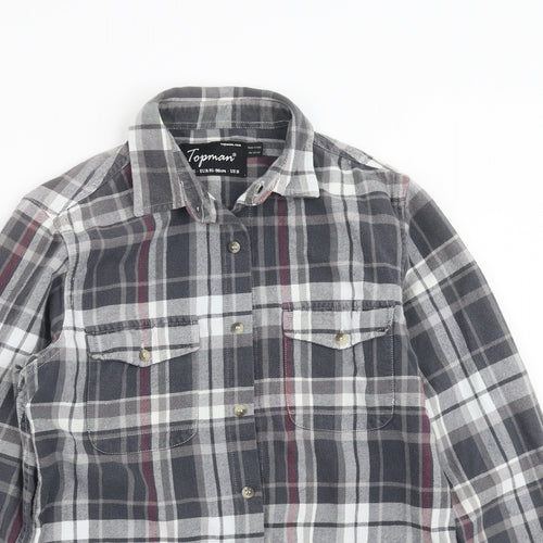 Topman Mens Grey Plaid   Button-Up Size S