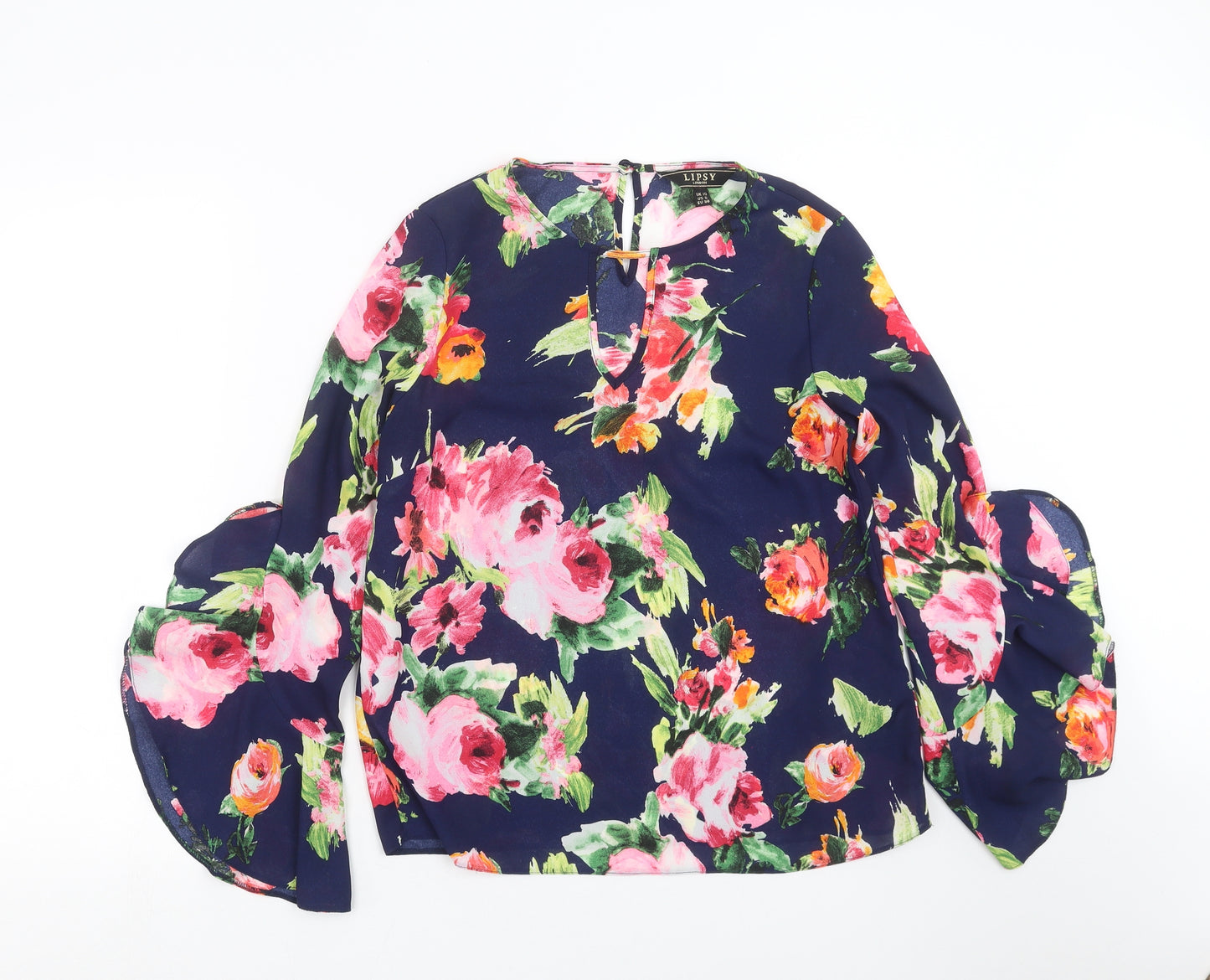 Lipsy Womens Blue Floral  Basic Blouse Size 10