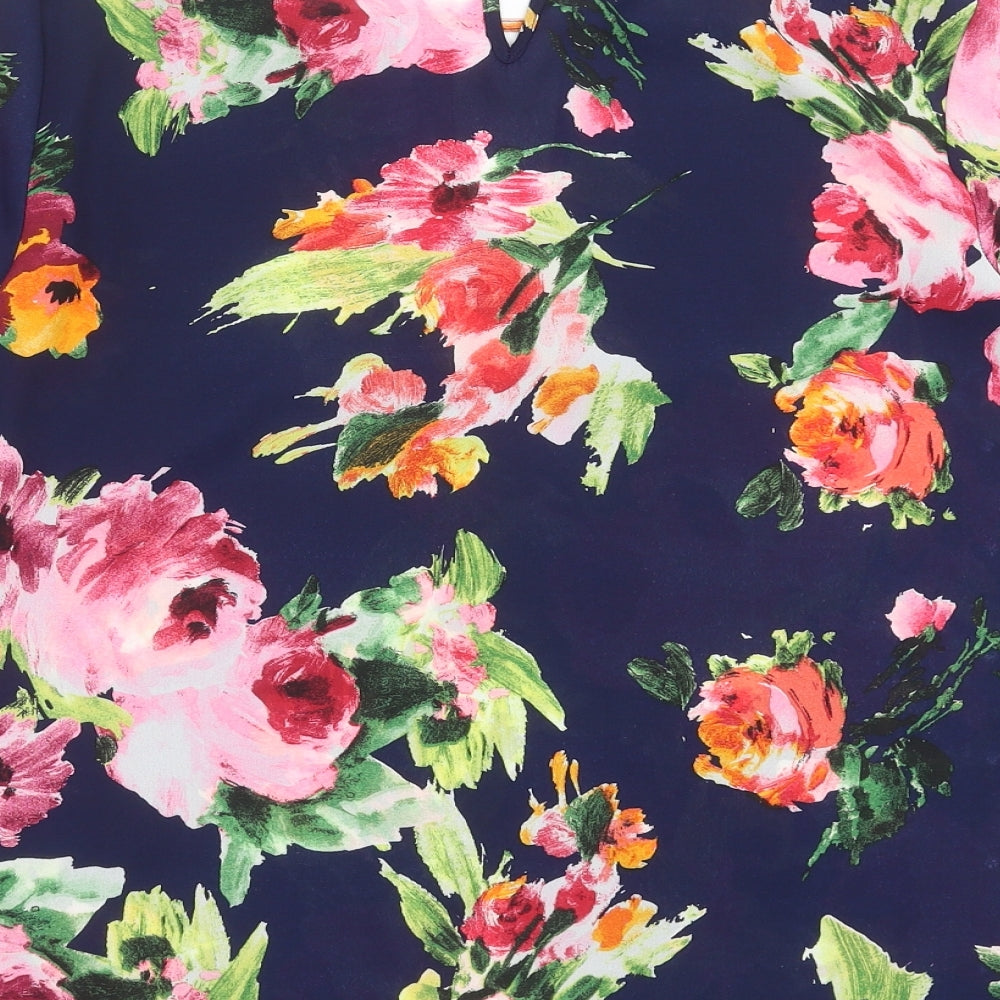Lipsy Womens Blue Floral  Basic Blouse Size 10