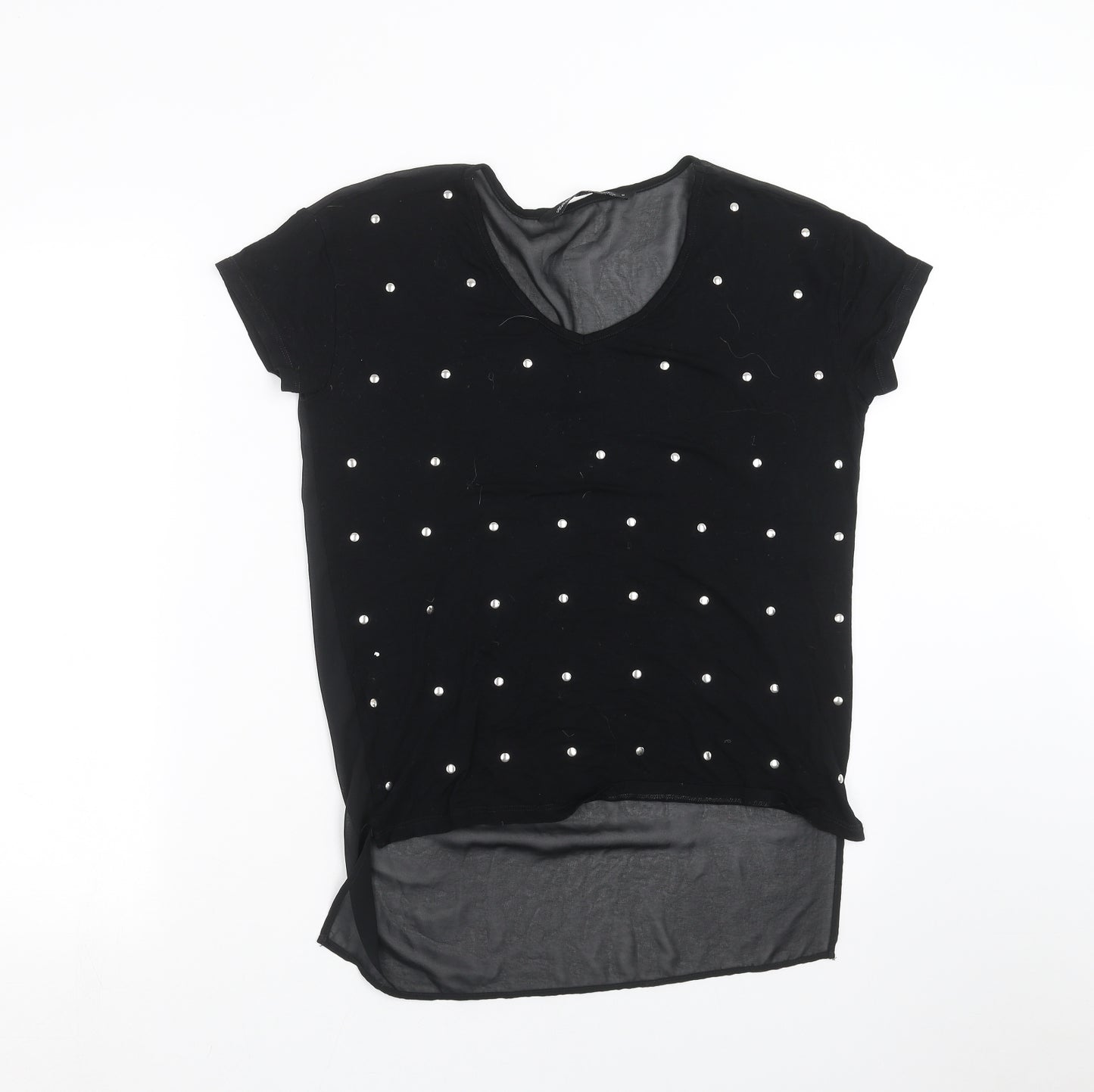 NEXT Womens Black   Basic T-Shirt Size 6  - sheer