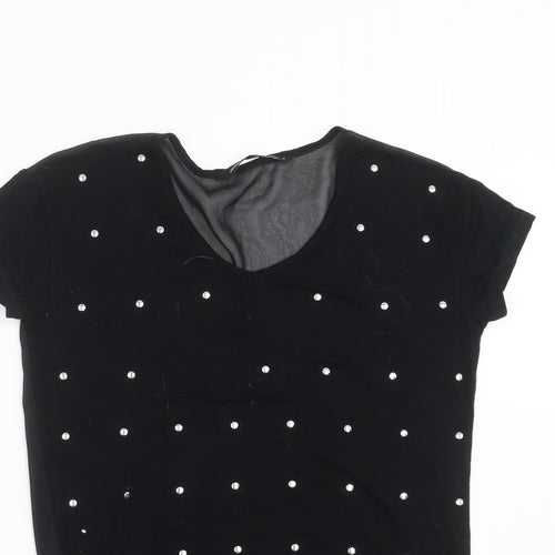 NEXT Womens Black   Basic T-Shirt Size 6  - sheer