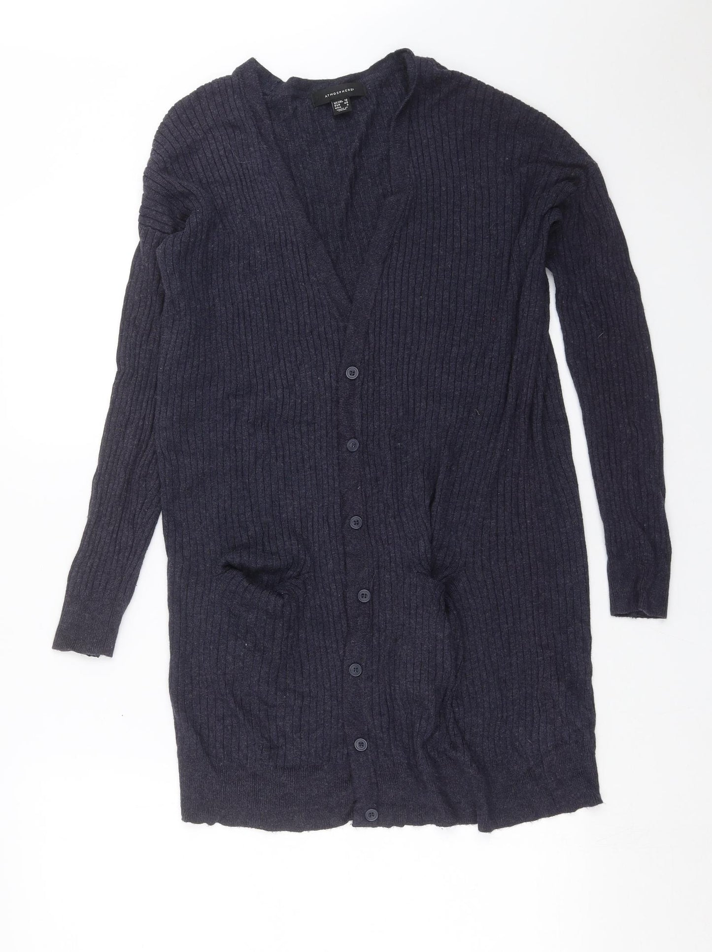 Primark Womens Blue Striped Knit Cardigan Jumper Size 12