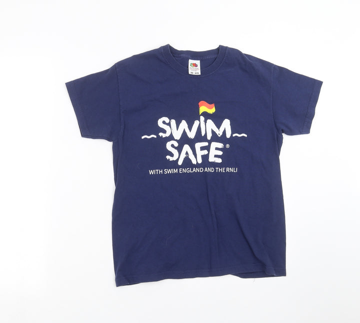 Fruit of the Loom Boys Blue Basic T-Shirt Size 9-10 Years - swim safe