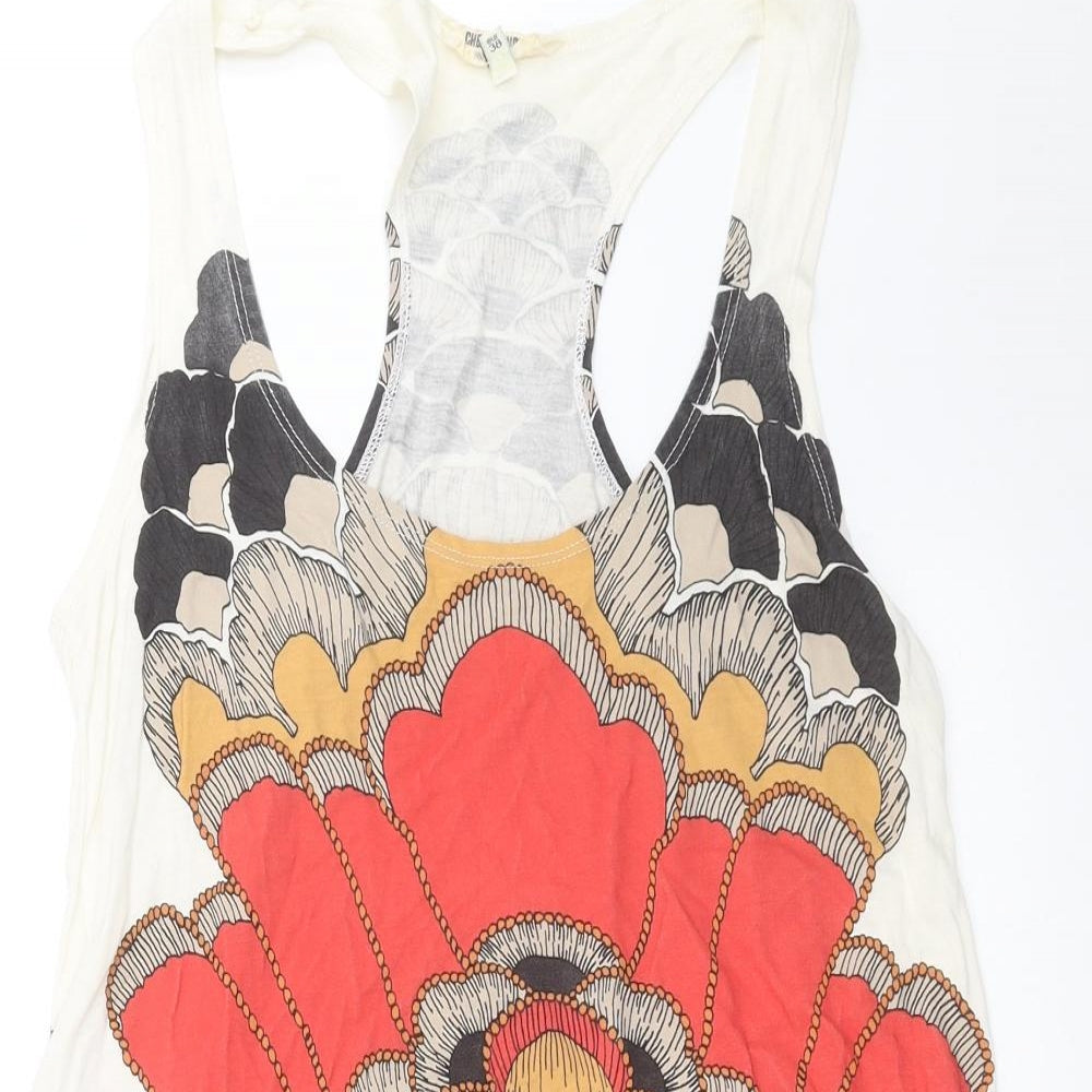 Chelsea Girl Womens Ivory Floral  Basic Tank Size 12