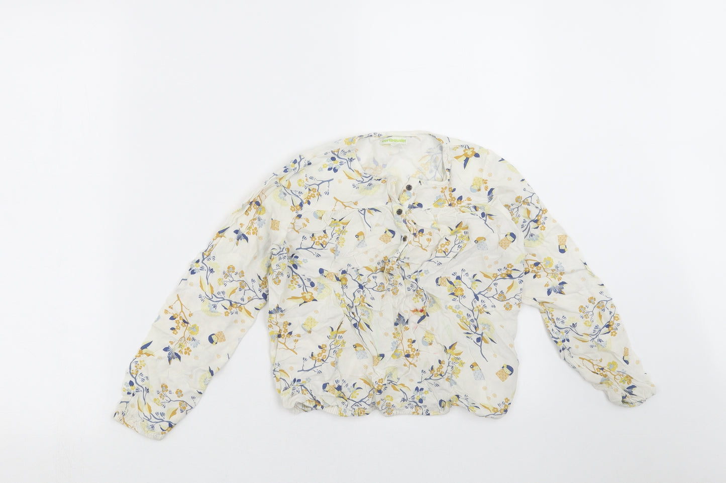 Vertbaudet Girls Ivory Floral  Basic Blouse Size 8 Years