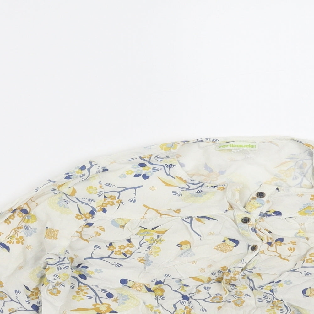 Vertbaudet Girls Ivory Floral  Basic Blouse Size 8 Years