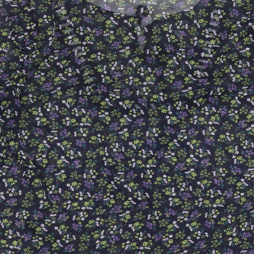 Unika Womens Blue Floral  Basic Blouse Size M