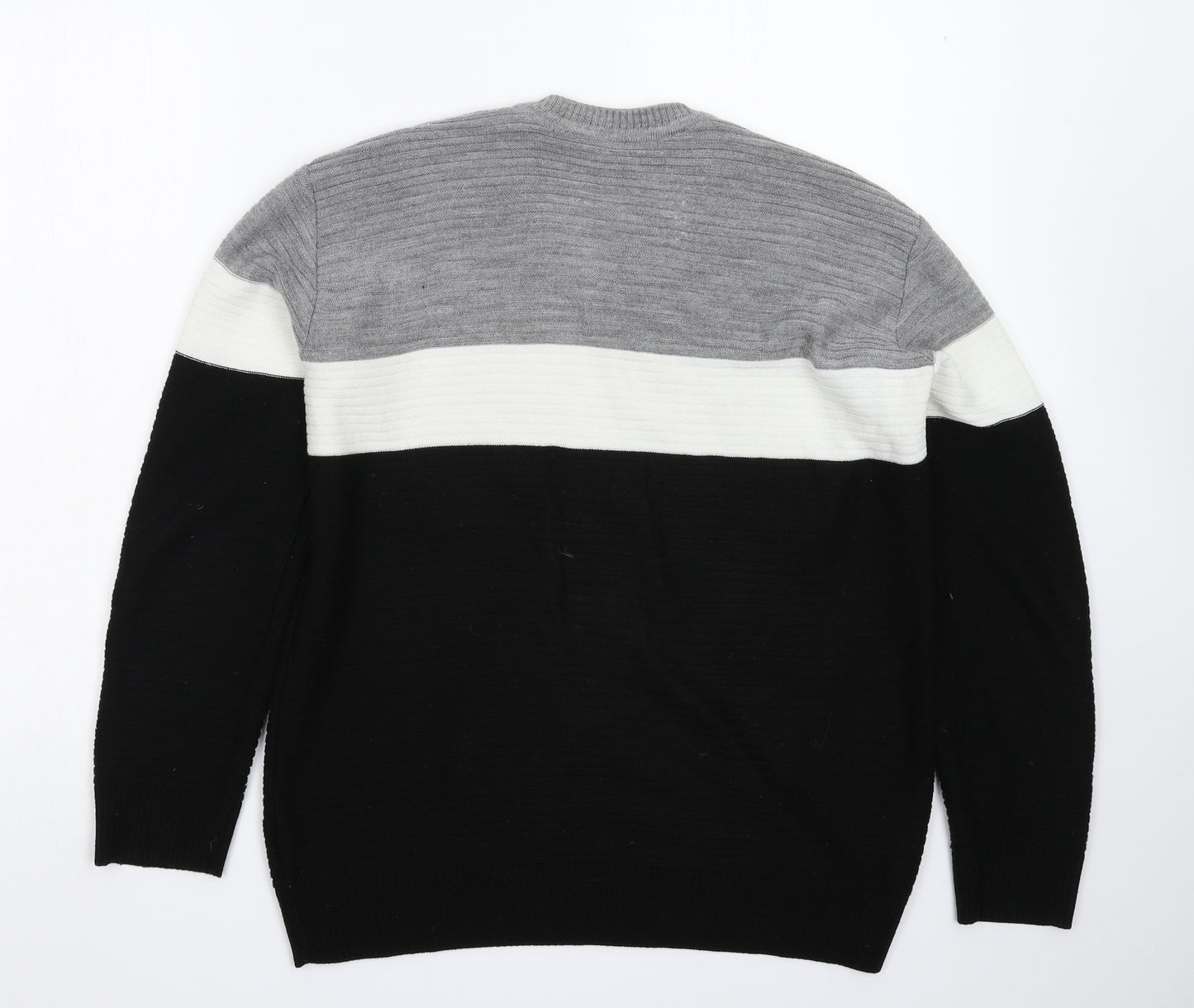Shark Attack Mens Multicoloured  Knit Pullover Jumper Size S